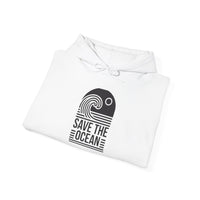 Gildan 18500 | Unisex "Save the Ocean" Wave Graphic Hoodie – Eco-Conscious Surf Style – Premium Fleece Tropical Pullover