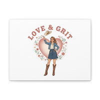 Love & Grit Canvas, Western Valentine Cowgirl Heart Poster | Cowboy Valentine