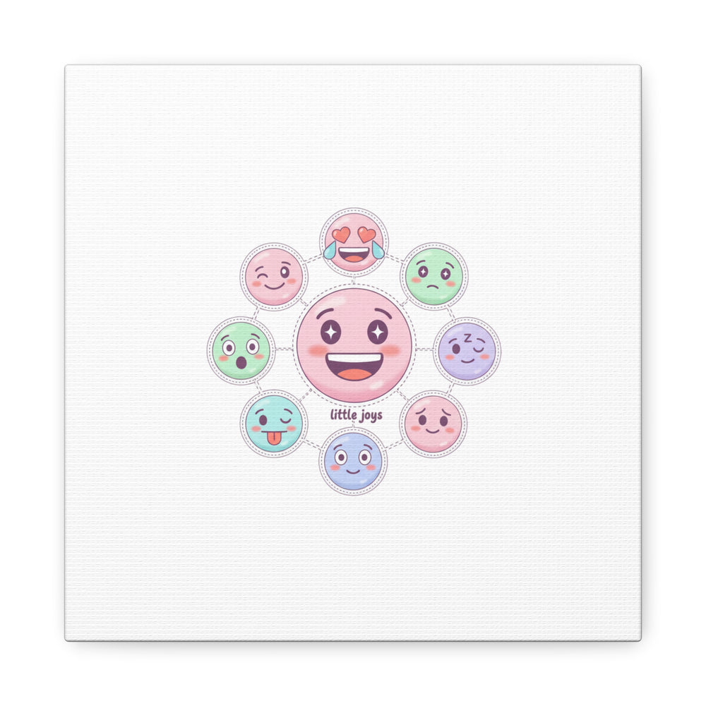 Hand-Drawn Emoticon Sticker Pattern Canvas | Cute Emoji Repeat Print