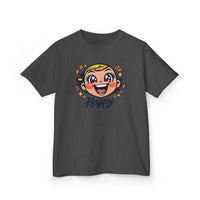 Gildan 5000B | "Happy" Tee: Kids' Retro Cartoon Happy Face T-Shirt – Soft & Vibrant | Toddler & Youth "Happy" Graphic Tee – Cute Character Design | Super Happy Kids’ Cotton T-Shirt – Comfortable...