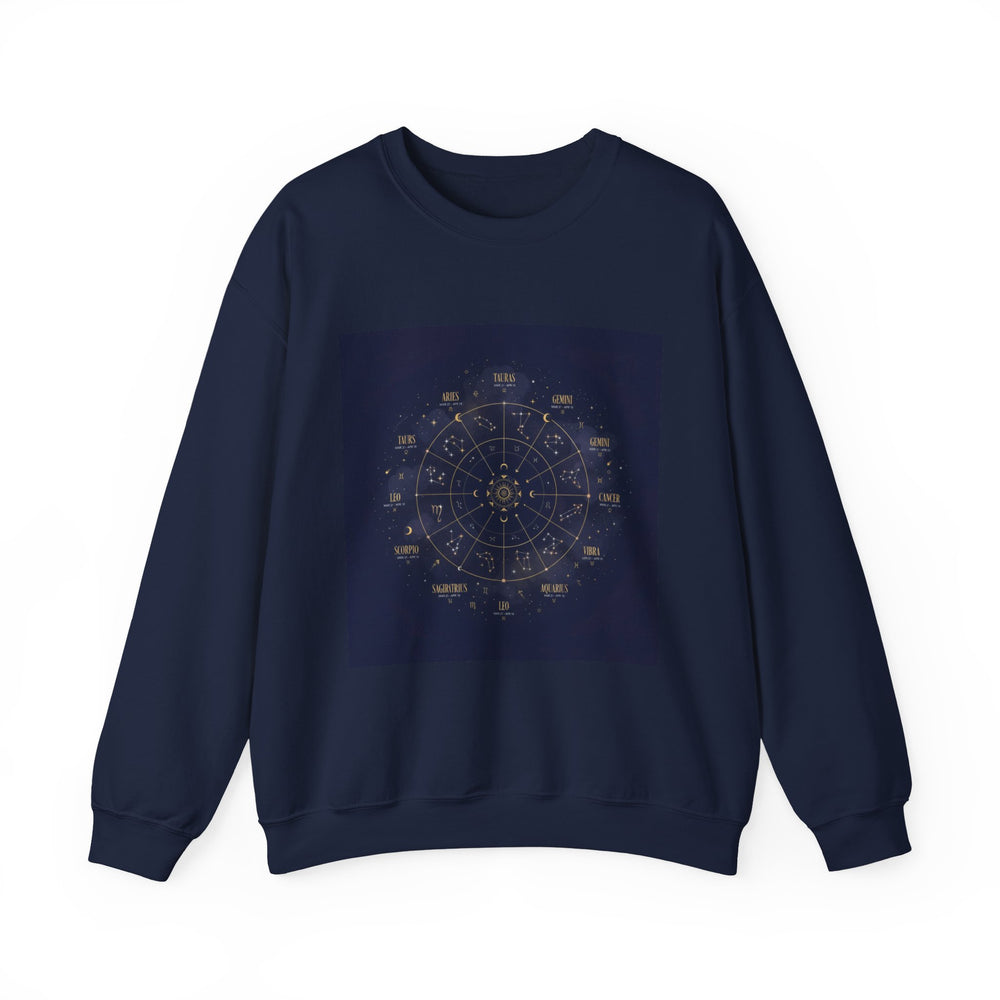 Zodiac Constellation Wheel Sweatshirt | Astrology, Cosmic Gold Accents
