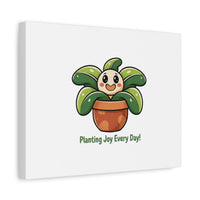 Planting Joy Every Day Canvas | Plant Parent Pun, Sage Cream Botanical Art