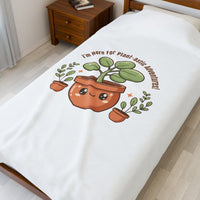 Plant-astic Adventure Plush Blanket | Plant Parent Humor, Sage Cream