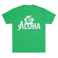 Next Level 6010 | Unisex Vintage Aloha Hibiscus Unisex Tri-Blend Tee – Retro Beach Vibes