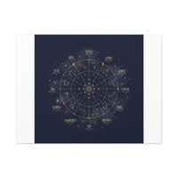 Gold Zodiac Wheel Canvas | Astrology Constellation Art, Cosmic Wall Print