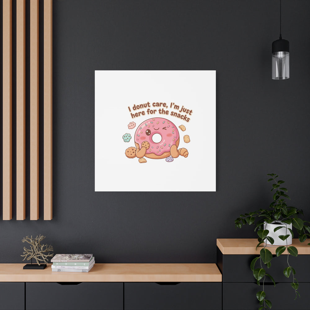 Donut Snacks Pun Canvas | Food & Snack Humor, Cozy Kawaii Art