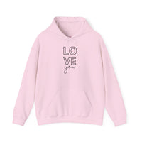 Gildan 18500 |Unisex "Love You" Graphic Hoodie | Cozy Valentine's Pullover & Matching Couples Sweatshirt