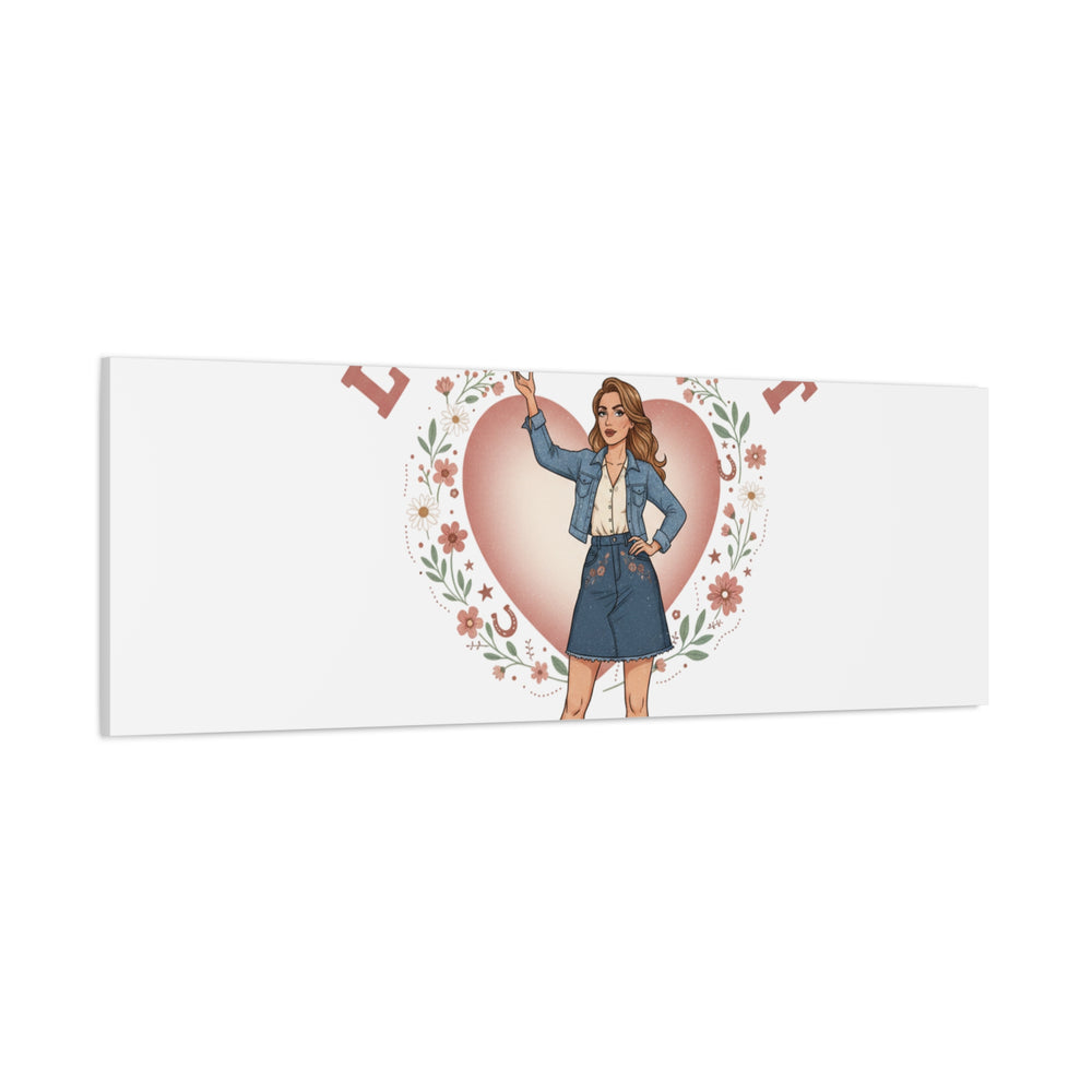Love & Grit Canvas, Western Valentine Cowgirl Heart Poster | Cowboy Valentine
