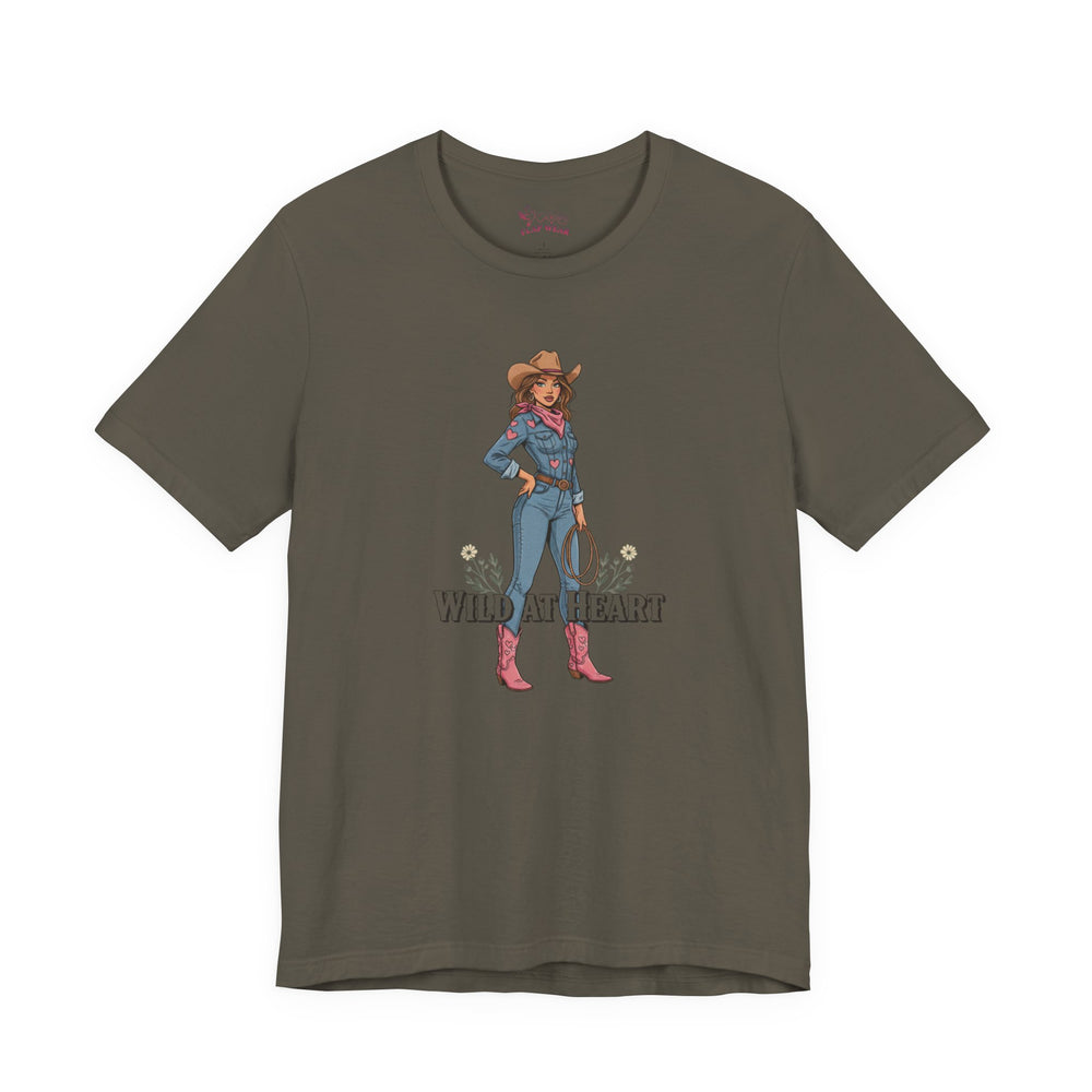 Bella+Canvas3001 | Wild at Heart Cowgirl Tee | Western Valentine, boot heart design