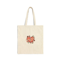 Anti‑Valentine Heart Quip Tote, Cotton Canvas, Single Humor, Pastel Cynic