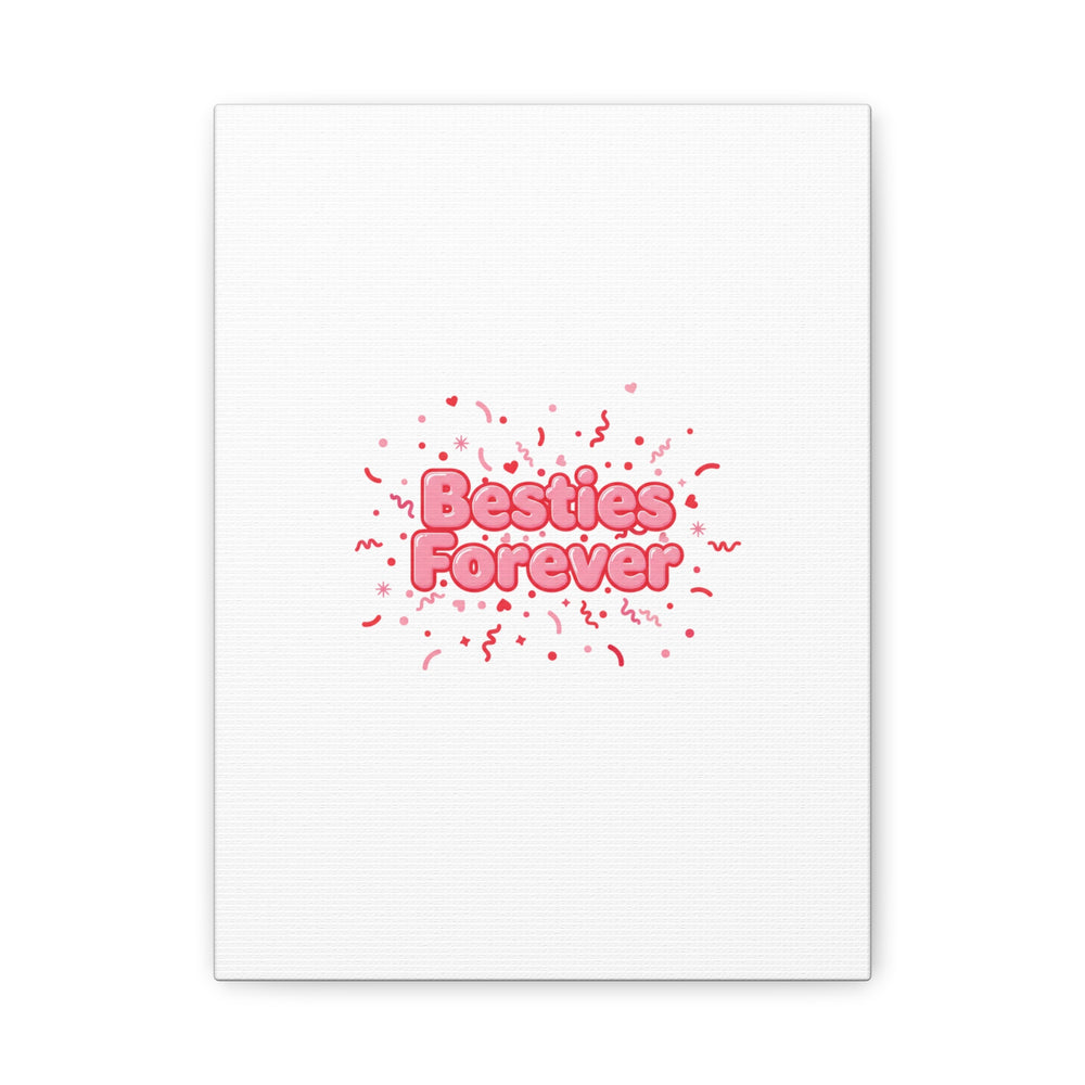 Besties Forever Canvas | Galentine’s Friendship Wall Art, Pink Confetti