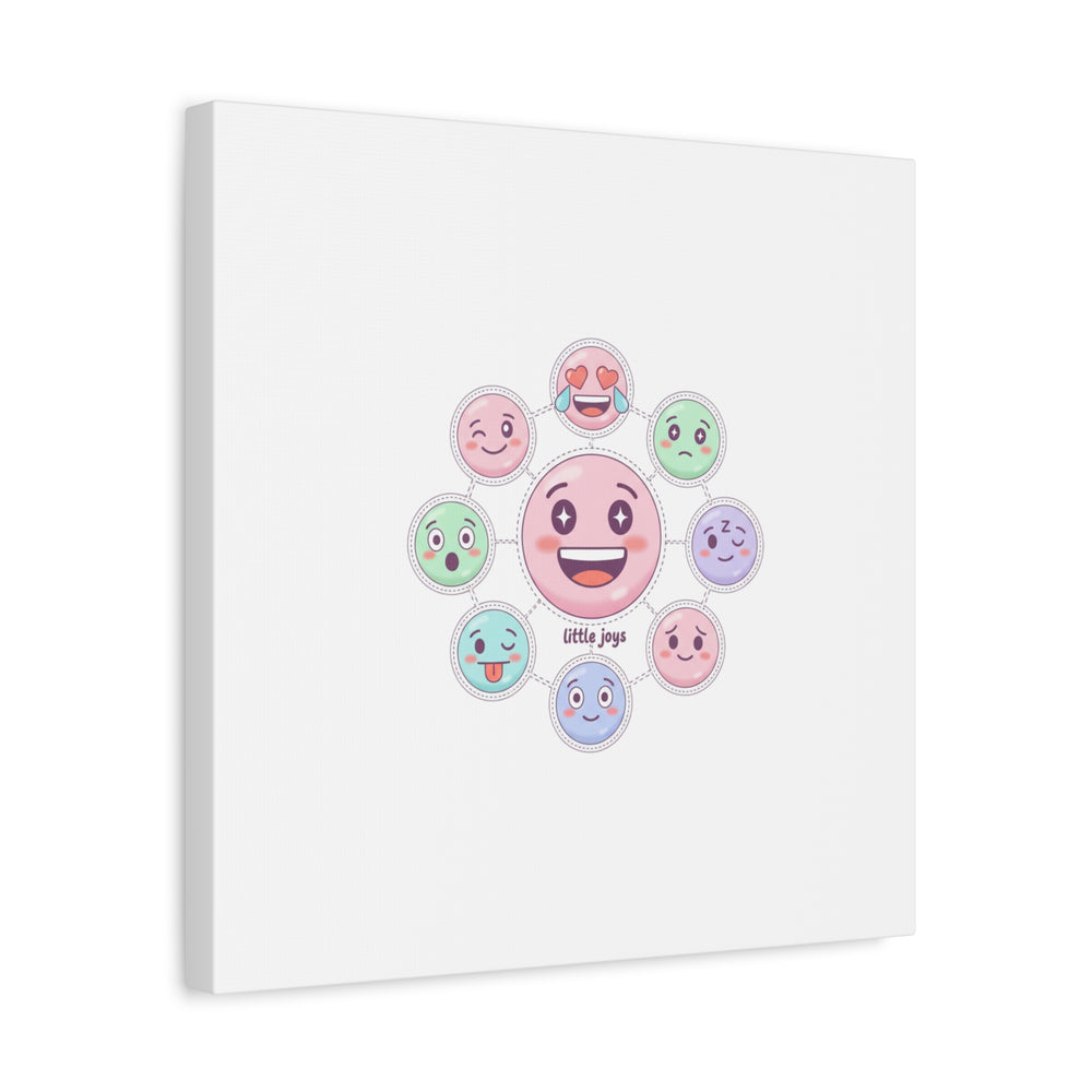 Hand-Drawn Emoticon Sticker Pattern Canvas | Cute Emoji Repeat Print