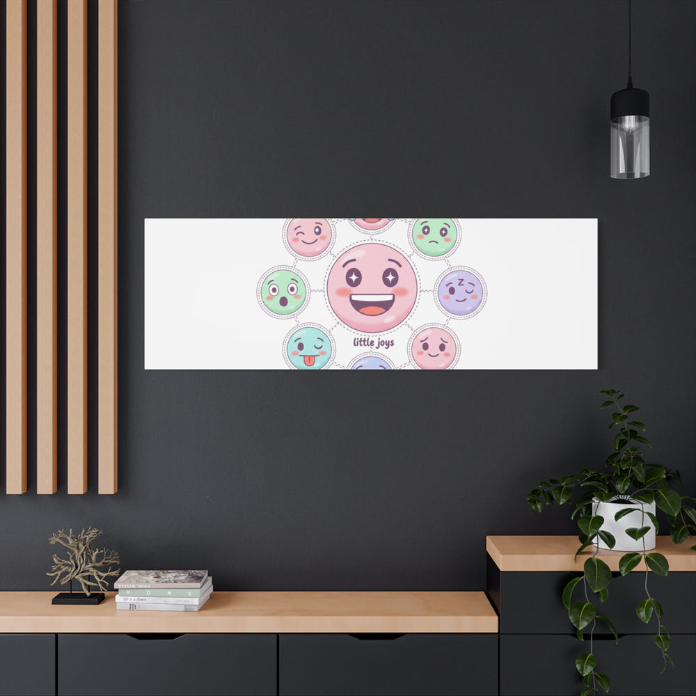 Hand-Drawn Emoticon Sticker Pattern Canvas | Cute Emoji Repeat Print