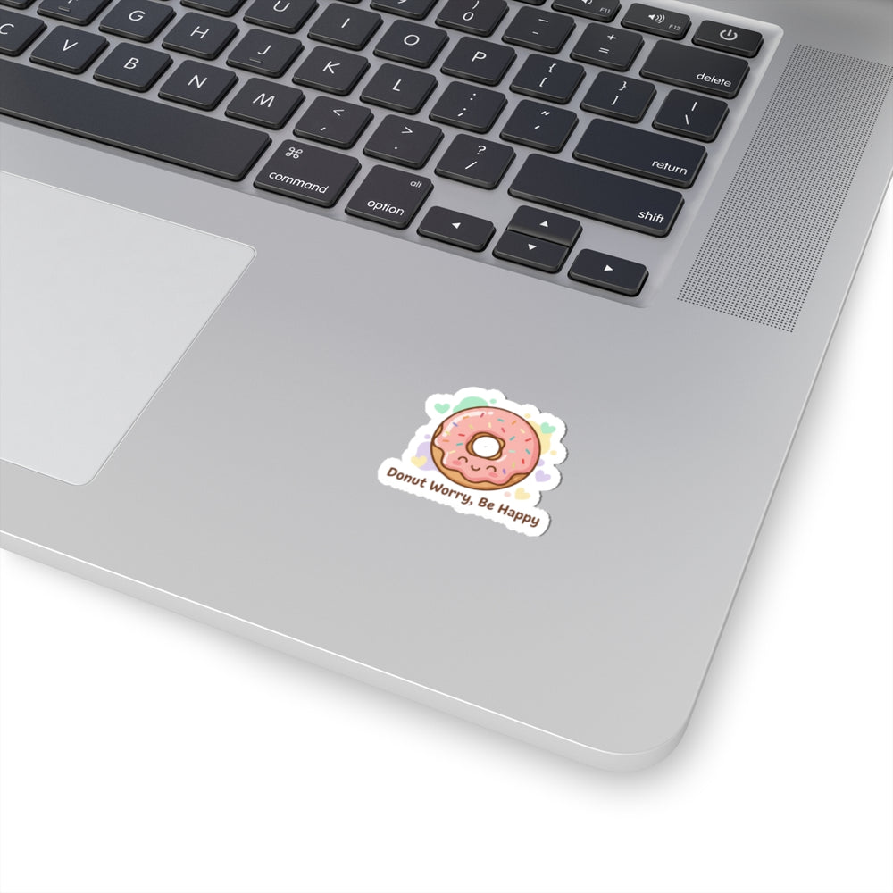 Donut Worry Be Happy Donut Sticker | Food Pun, Cute Snack Humor