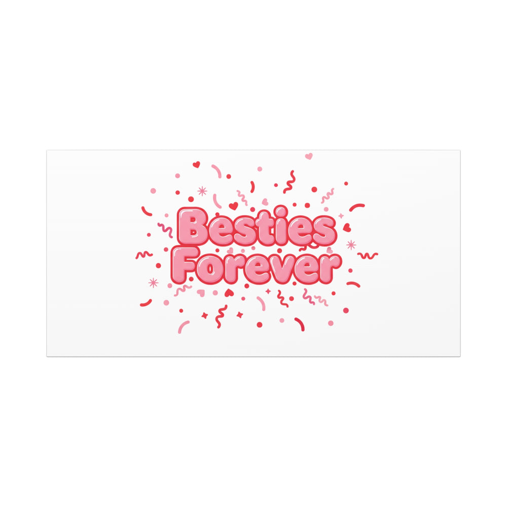 Besties Forever Canvas | Galentine’s Friendship Wall Art, Pink Confetti