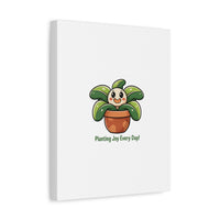 Planting Joy Every Day Canvas | Plant Parent Pun, Sage Cream Botanical Art