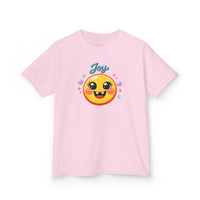 Gildan 5000B | Kids’ "Joy" Smiley Face Tee – Vibrant Graphic Cotton T-Shirt | Joyful Smiley Kids’ T-Shirt – Unisex Summer Apparel | Joy Graphic Tee for Kids – Soft Summer Cotton T-Shirt