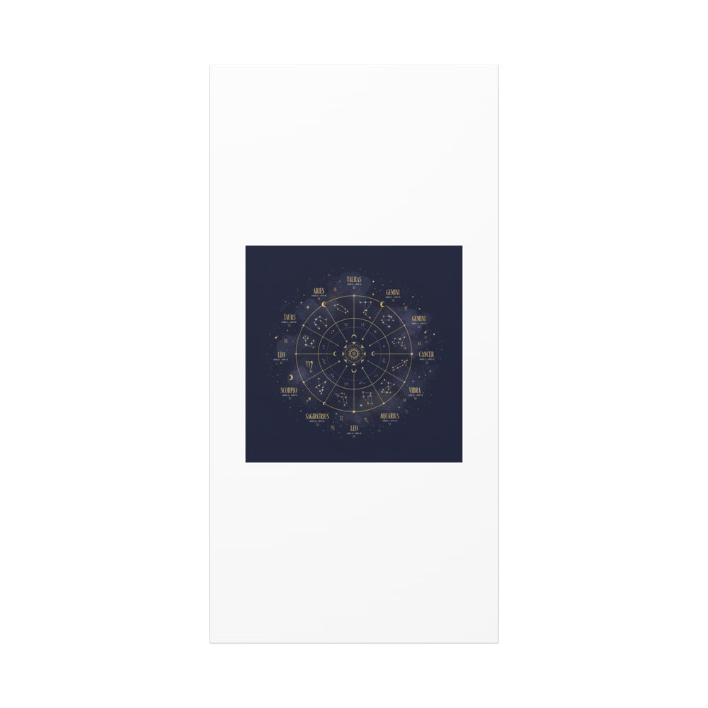 Gold Zodiac Wheel Canvas | Astrology Constellation Art, Cosmic Wall Print