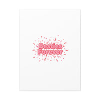 Besties Forever Canvas | Galentine’s Friendship Wall Art, Pink Confetti
