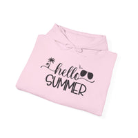 Gildan 18500 | Unisex "Summer Holiday" Sunset Graphic Hoodie – Tropical Palm & Wave Design – Premium Coastal Fleece Pullover