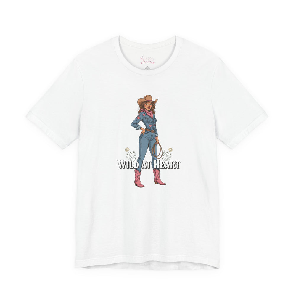 Bella+Canvas3001 | Wild at Heart Cowgirl Tee | Western Valentine, boot heart design