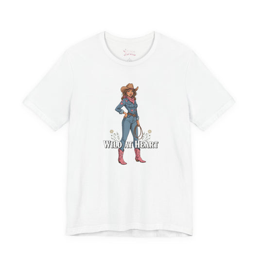 Bella+Canvas3001 | Wild at Heart Cowgirl Tee | Western Valentine, boot heart design