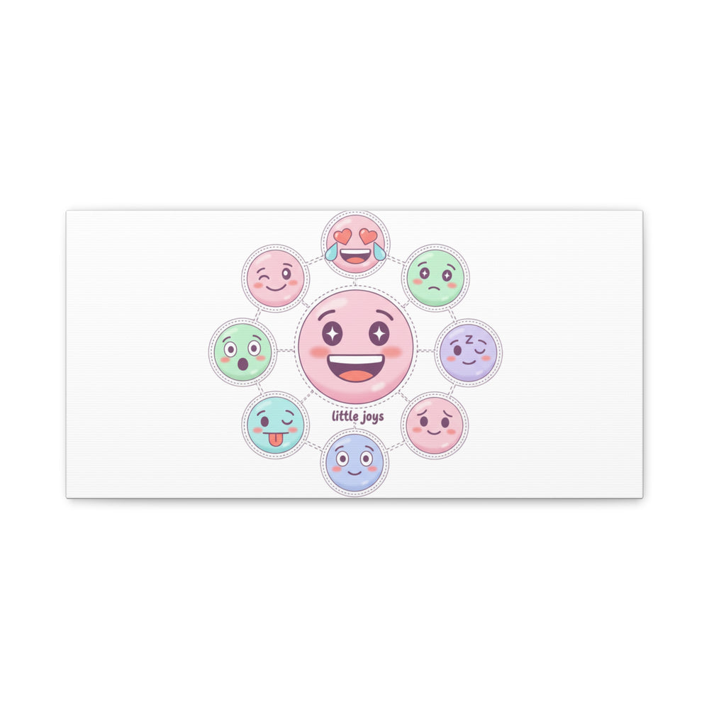 Hand-Drawn Emoticon Sticker Pattern Canvas | Cute Emoji Repeat Print