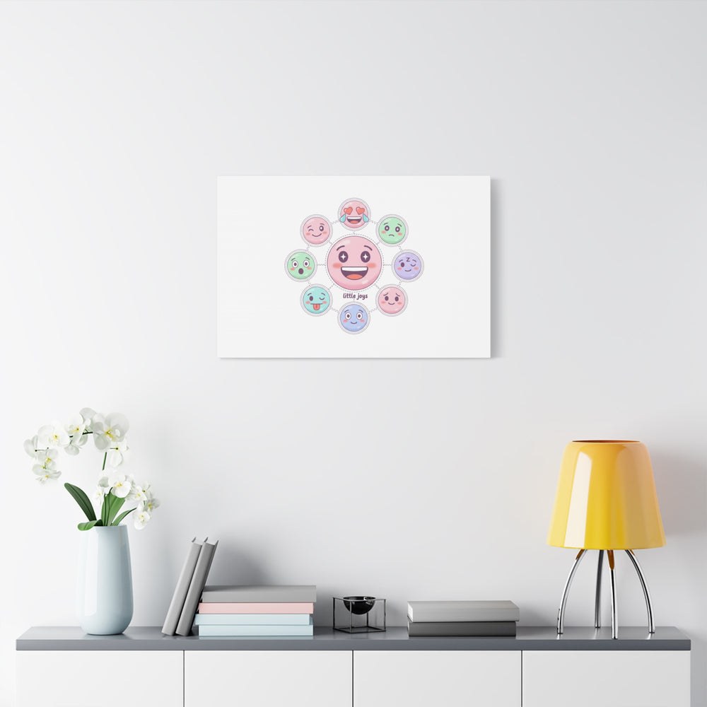 Hand-Drawn Emoticon Sticker Pattern Canvas | Cute Emoji Repeat Print