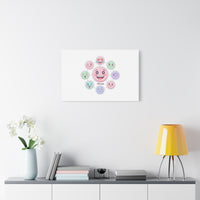 Hand-Drawn Emoticon Sticker Pattern Canvas | Cute Emoji Repeat Print
