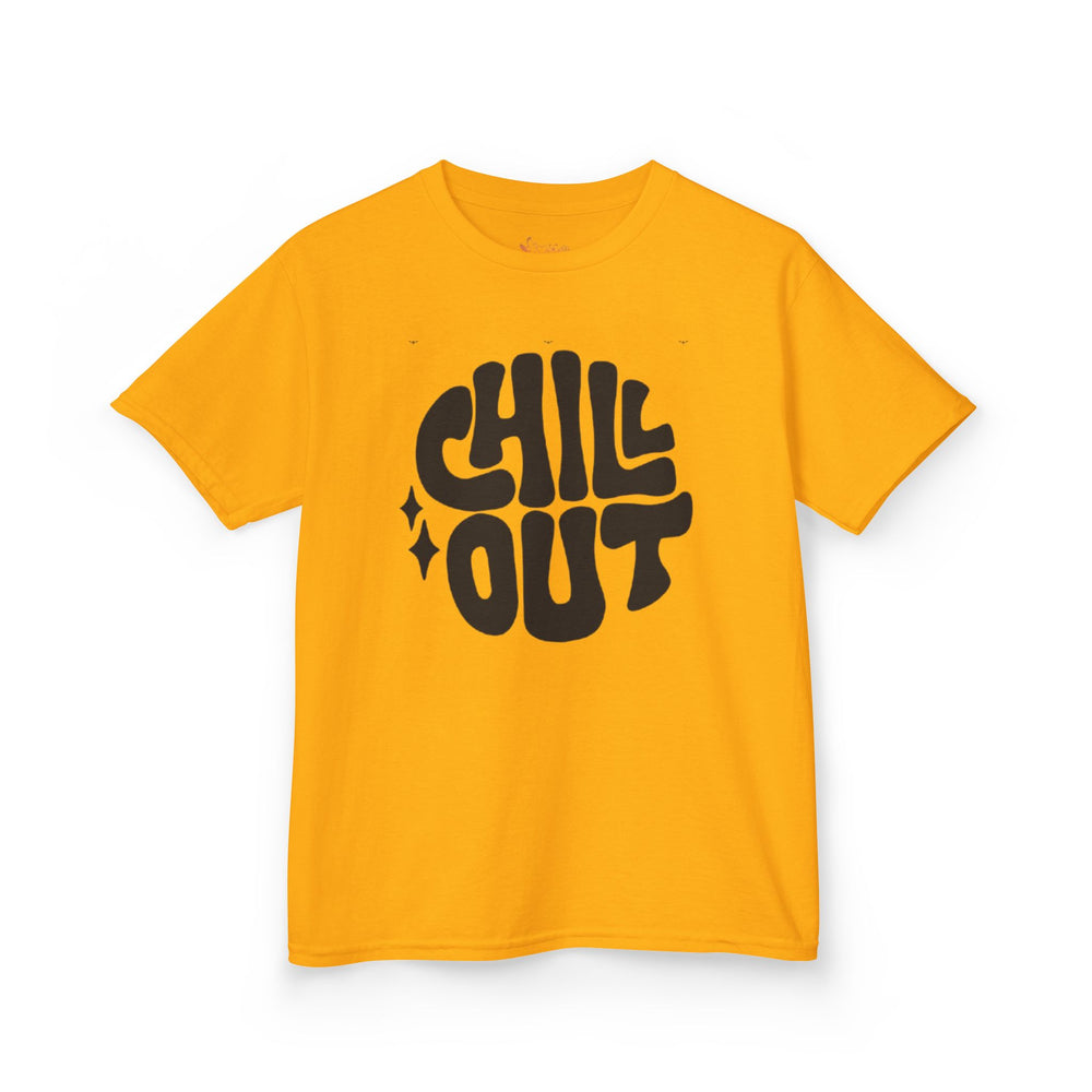 Gildan 5000B | Groovy "Chill Out" Kids' Cotton T-Shirt – Retro Aesthetic Youth Graphic Tee