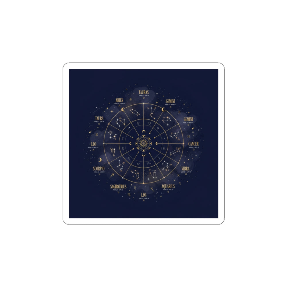 Zodiac Constellation Wheel Sticker | Astrology, Cosmic Gold Foil