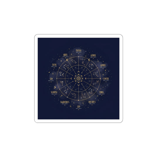 Zodiac Constellation Wheel Sticker | Astrology, Cosmic Gold Foil