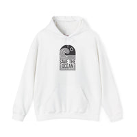 Gildan 18500 | Unisex "Save the Ocean" Wave Graphic Hoodie – Eco-Conscious Surf Style – Premium Fleece Tropical Pullover