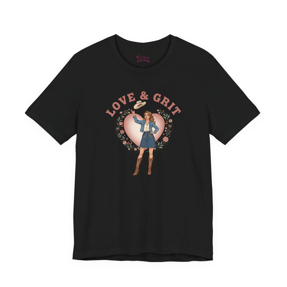 Bella+Canvas3001 | Love & Grit Cowgirl Tee | Western Valentine, Boot Heart Design