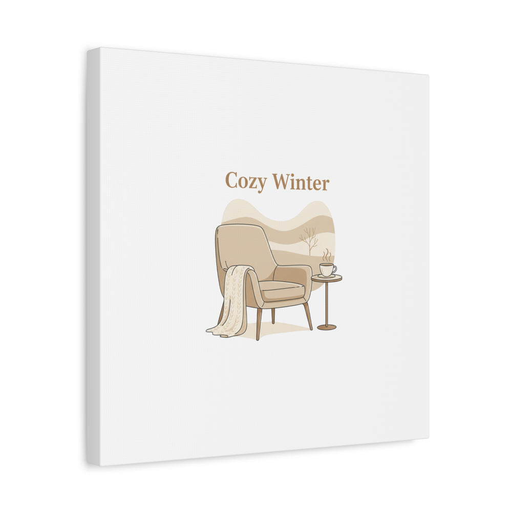 Cozy Winter minimal line art Canvas | Slow Life, soft life neutral wall decor