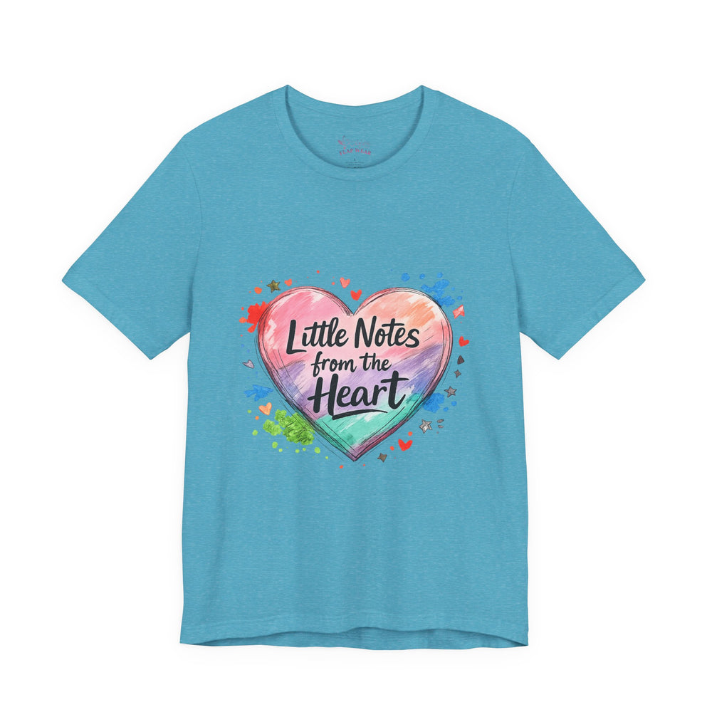 Bella+Canvas 3001 | "Little Notes from the Heart" Heart-Shaped Aesthetic T-Shirt | Little Notes from the Heart Tee | hand‑drawn marker effect, doodle art
