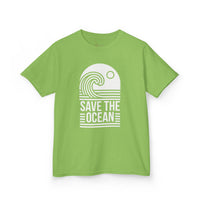 Gildan 5000B | Kids' Save the Ocean Eco-Graphic T-Shirt | Soft Cotton Ocean Wave Tee