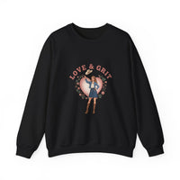 Love & Grit Crewneck Sweatshirt | Western Valentine, Cowgirl Heart Badge