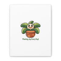 Planting Joy Every Day Canvas | Plant Parent Pun, Sage Cream Botanical Art