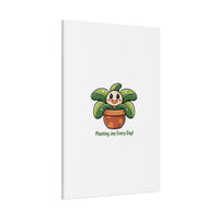 Planting Joy Every Day Canvas | Plant Parent Pun, Sage Cream Botanical Art
