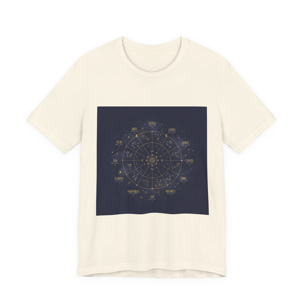 Zodiac Wheel Constellation Tee | Astrology Chart, Gold Foil Cosmic Design