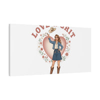 Love & Grit Canvas, Western Valentine Cowgirl Heart Poster | Cowboy Valentine