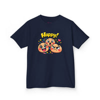 Gildan 5000B | Kids' "Happy Trio" Emoji Graphic Tee – Fun & Expressive Summer Shirt | "Happy!" Vibes Youth T-Shirt – Soft Cotton Tee for Active Kids | Vibrant Emoji Squad Kids' Tee – Comfortable Daily...