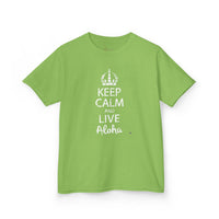 Gildan 5000B | Kids’ "Keep Calm and Live Aloha" Premium Cotton T-Shirt – Comfortable Summer Tee
