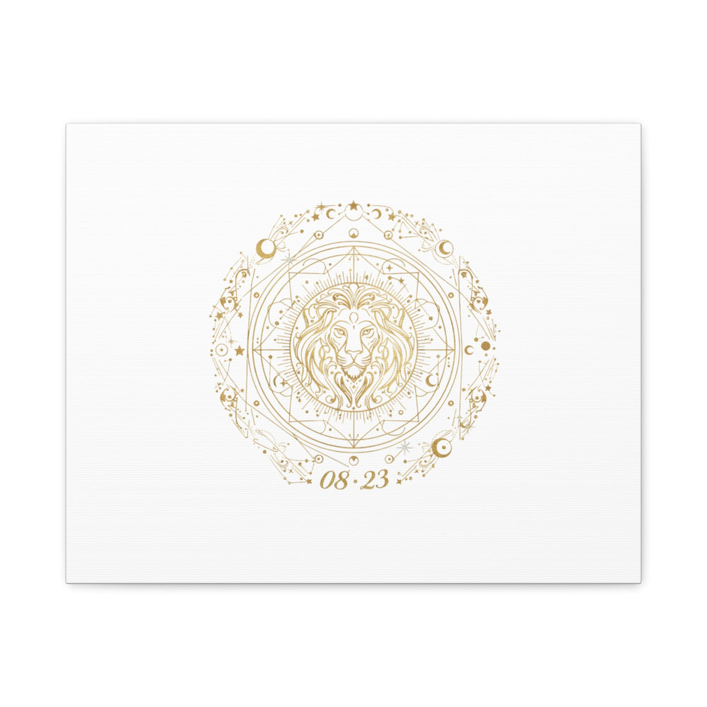 Gold Leo Zodiac Canvas, Astrological Constellation Art | Metallic Lion Wall Art