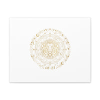 Gold Leo Zodiac Canvas, Astrological Constellation Art | Metallic Lion Wall Art