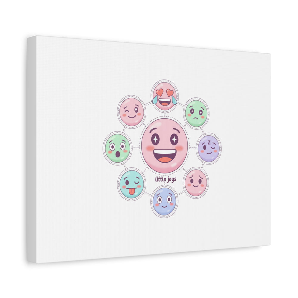Hand-Drawn Emoticon Sticker Pattern Canvas | Cute Emoji Repeat Print