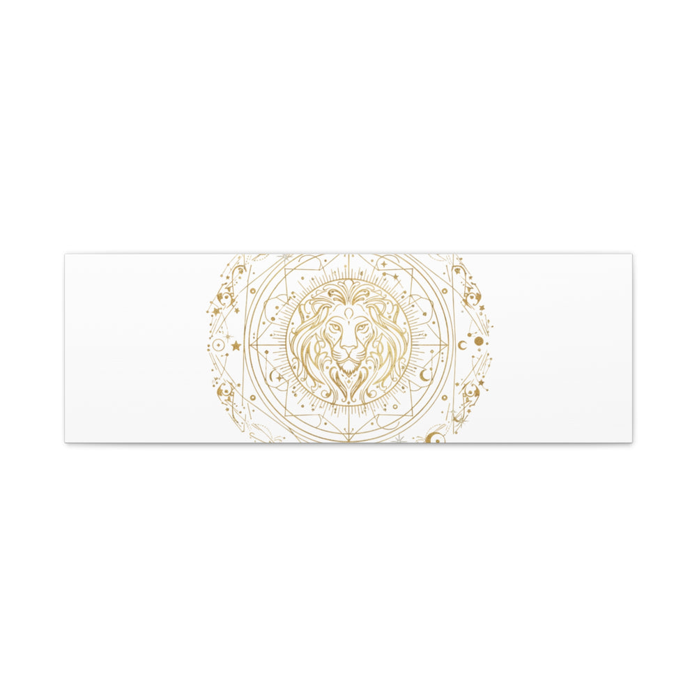 Gold Leo Zodiac Canvas, Astrological Constellation Art | Metallic Lion Wall Art