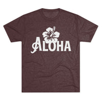 Next Level 6010 | Unisex Vintage Aloha Hibiscus Unisex Tri-Blend Tee – Retro Beach Vibes