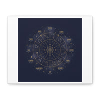Gold Zodiac Wheel Canvas | Astrology Constellation Art, Cosmic Wall Print